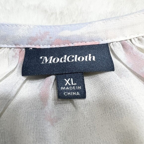 ModCloth Boho I Go Chiffon Tie Dye Pink Blue Top Women’s XL - Picture 7 of 13